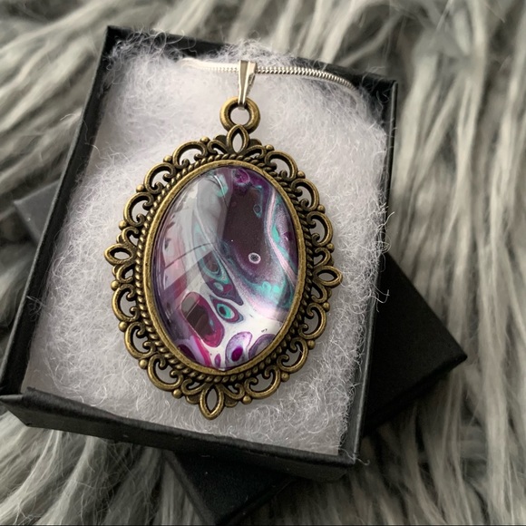 Handmade Fluid Art Necklace- Renaissance - Picture 1 of 5